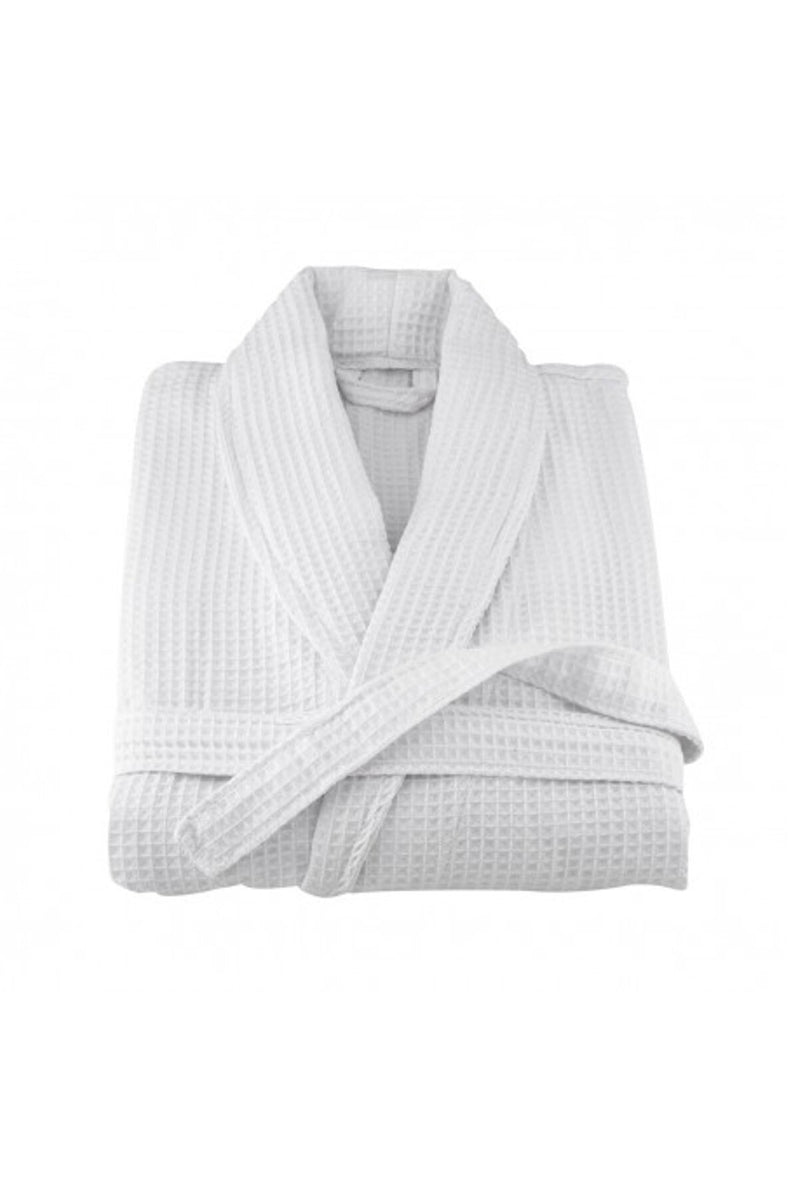 Waffle Textured Cotton Bath Robe with Pockets, Fleece Unisex Bathrobe