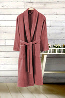 Fleece 100% Turkish Cotton Bath Robe, Unisex Bathrobe with Front Pockets