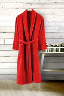Fleece 100% Turkish Cotton Bath Robe, Unisex Bathrobe with Front Pockets