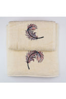 Soft and Hydrophilic Bathroom Towel Set with Feather Embroidery, Highly Absorbent and Quick Dry Bath Towels